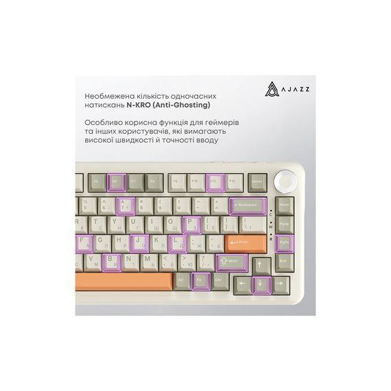 Клавіатура Ajazz AK820 MAX Flying Fish Switch RGB Wireless/Bluetooth/USB Beige (AK820MAX-FF-R) | Зображення 7