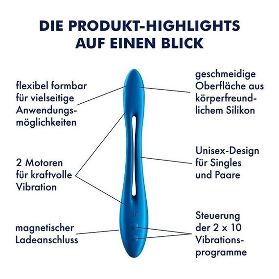 Гнущийся универсальный вибратор (эрекционное кольцо) SATISFYER ELASTIC JOY BLUE sexstyle | Зображення 4