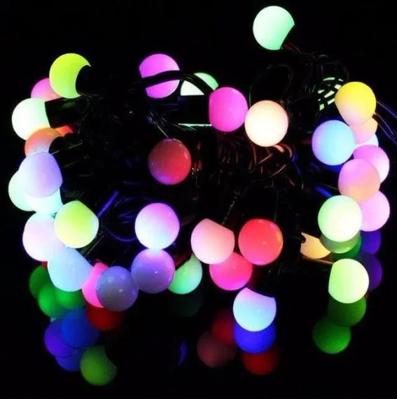 Гирлянда матовый шарик 40LED 5м (флеш) 18мм, Новогодняя бахрама, Светодиодная гирлянда, Уличная гирлянда