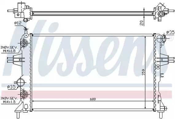Радіатор охолодження двигуна VAUXHALL ASTRA, OPEL ASTRA, NISSENS (632461)
