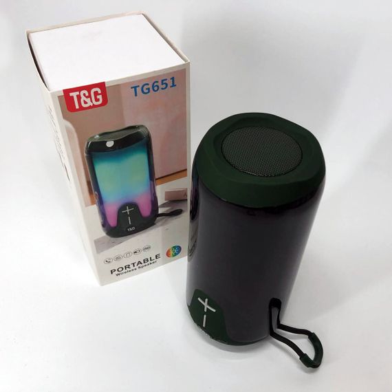 Bluetooth-колонка TG651 з RGB ПІДСВІТКОМ, Bluetooth колонка для гарної музики. Колір: зелений | Зображення 6