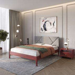 Двоспальне дерев&#039;яне ліжко Mebigrand Нью-Йорк ДК Махонь/Аляска 93 (Сірий) 180х200 см (MBG-10348)