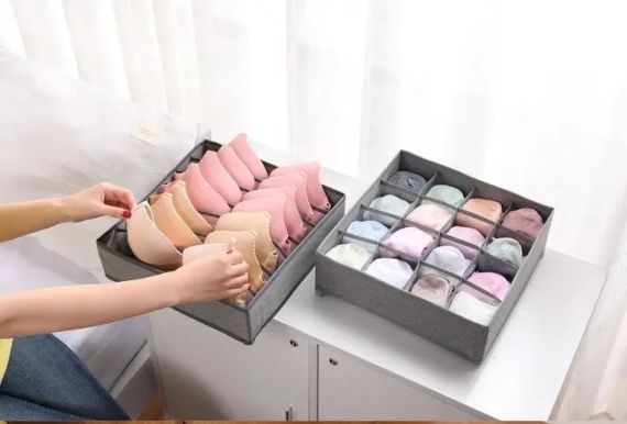 Органайзер 32×32×10 см на 7 відділень для зберігання нижньої білизни Темно-сірий | Зображення 2