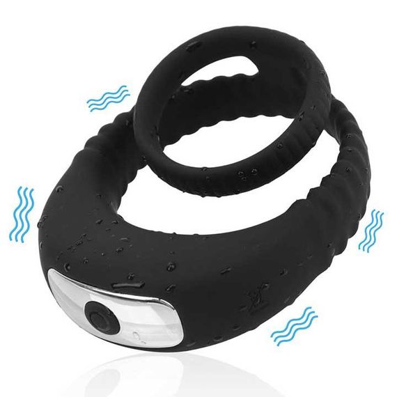 Потрійне ерекційне віброкольцо на пенис і мошонку USB
