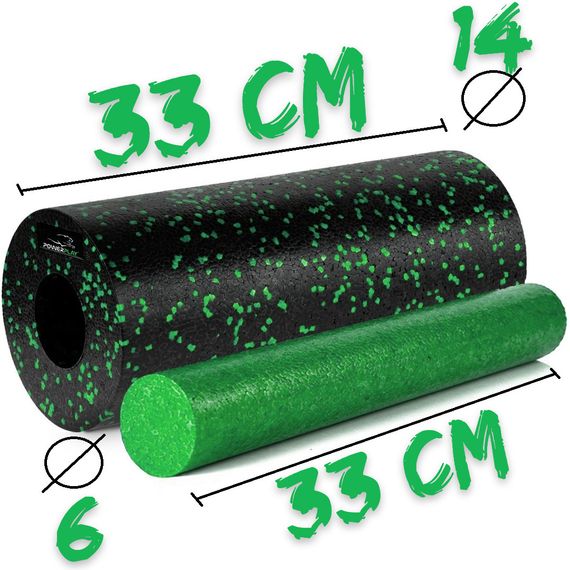 Массажный ролик (роллер) гладкий Паверплей PP-4348 2 in 1 EPP Foam Roller Черно/Зеленый (33x14см.) | Зображення 9