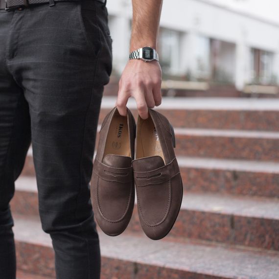 Світло коричневі лофери з нубуку 40 розмір | Зображення 1