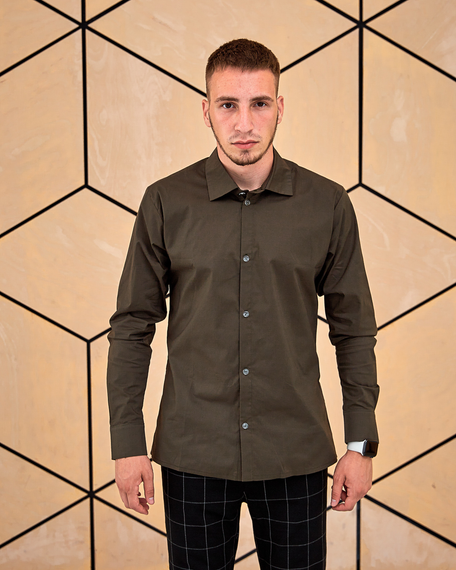 Сорочка класична хакі S L | Зображення 4