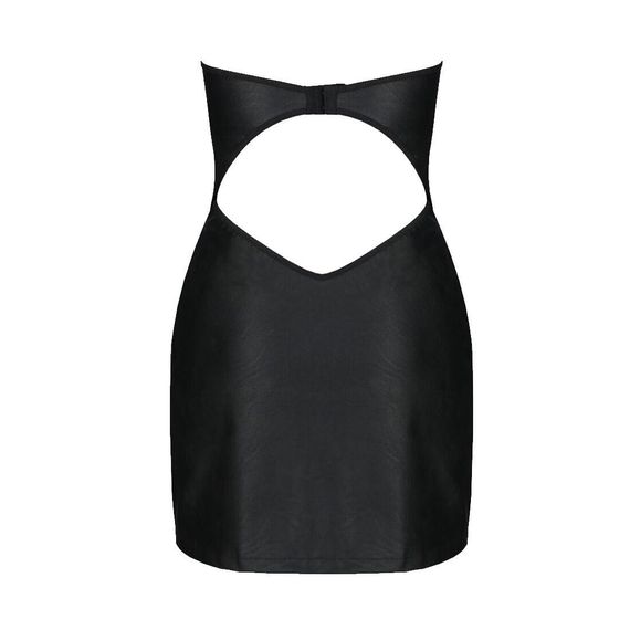Мінісукня з екошкіри Passion Celine Chemise 6XL/7XL black, шнурівка, трусики в комплекті | Зображення 3