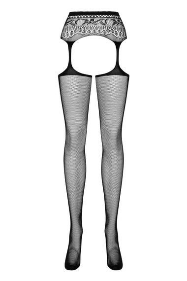 Сетчатые чулки-стокинги Obsessive Garter stockings S307 Черные XL/2XL | Зображення 2