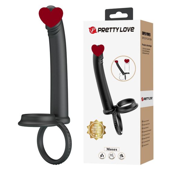 Силиконовая насадка на член для двойного проникновения Moses waterproof sexstyle