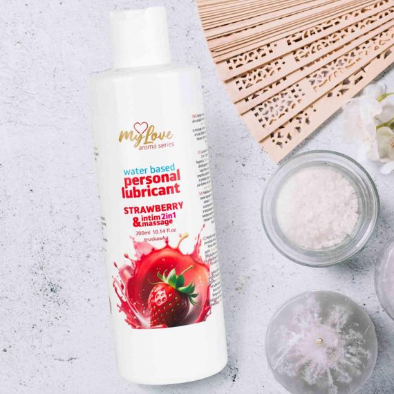 2в1 лубрикант та масажний гель - MyLove Aroma Series Intim&Massage Strawberry, 300 мл Sex Aura | Зображення 2