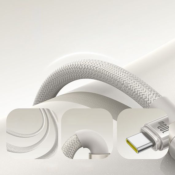 Дата кабель Baseus Titanium Alloy Fast Charging USB to Type-C 100W (1m) (P10378102) Galaxy Titanium Gold | Зображення 2