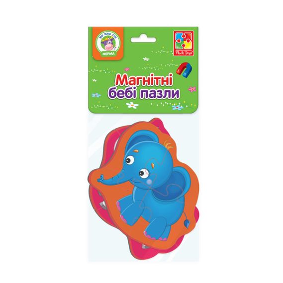 Магнитные беби пазлы "Зебра и слоненок" Vladi toys VT3208-12 | Зображення 1