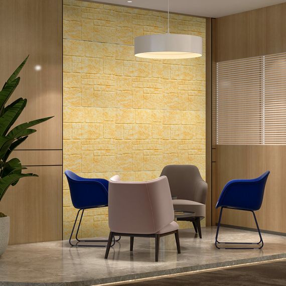 Самоклеюча декоративна 3D панель камінь жовтий мармур 700х700х6мм (152) SW-00000220 | Зображення 4