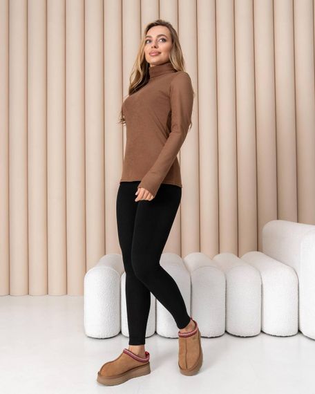 Женская теплая водолазка-гольф полушерсть на термо флисе цвет мокко размер 46/48 DM09.09 | Зображення 1