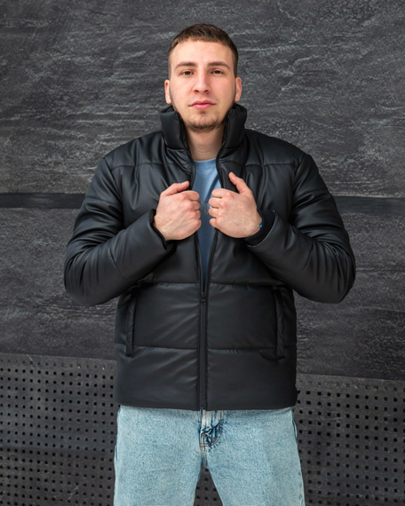 Кожанка дута чорний M S | Зображення 4