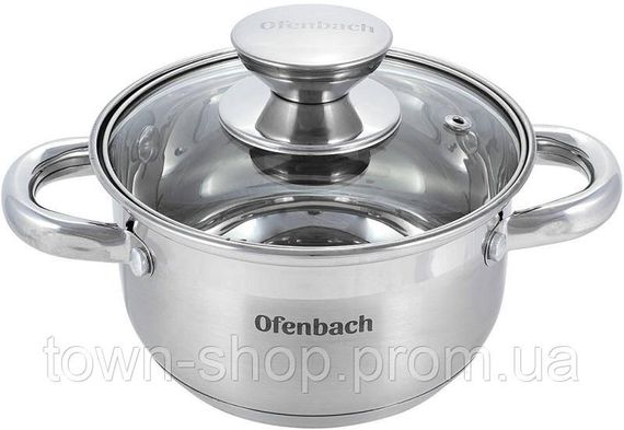 Набор 4 кастрюли Ofenbach Casserole из нержавеющей стали (1.1л, 1.7л, 2.4л, 3.4л) со стеклянными крышками NB-100004 | Зображення 1