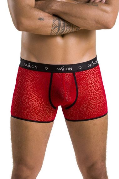 Чоловічі прозорі боксери Passion 046 SHORT PARKER L/XL Red, сітка, під леопард sexstyle