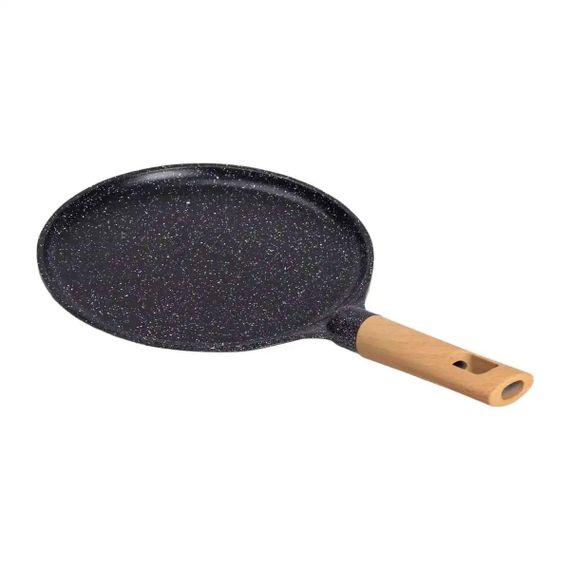 Алюмінієва млинцева сковорода з мармуровим антипригарним покриттям Ø 24 см, товсте дно MGC Black HP-4-428B | Зображення 2