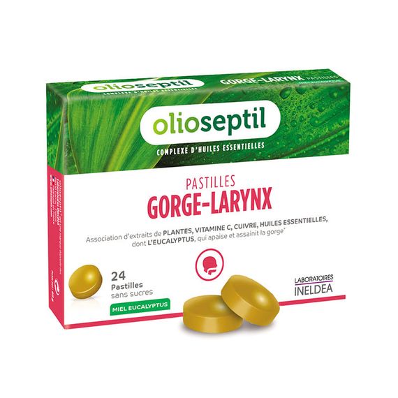 Противопростудное средство OLIOSEPTIL PASTIILES GORGE-LARYNX 24 Lozenges Honey and Eucalyptus