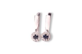 Серьги из белого золота с сапфирами и бриллиантами S-0354