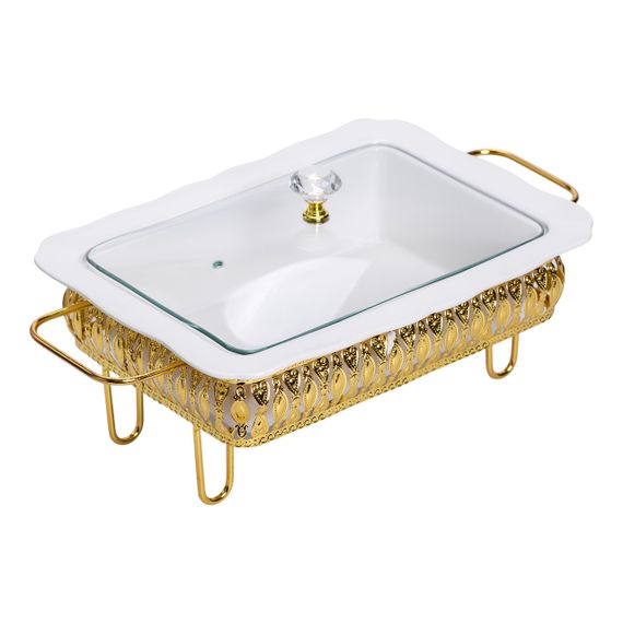 Порцеляновий прямокутний марміт із кришкою та металевою підставкою (1.5 л) | Зображення 2