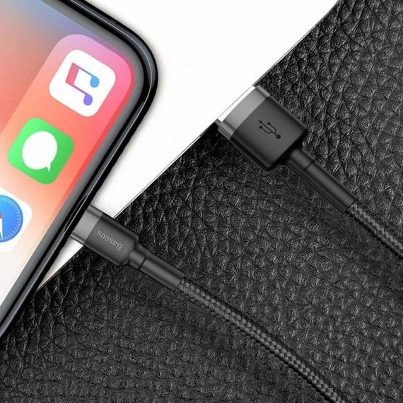 Кабель Baseus Cafule Cable USB For Lightning 2.4A 1m Gray+Black | Зображення 6