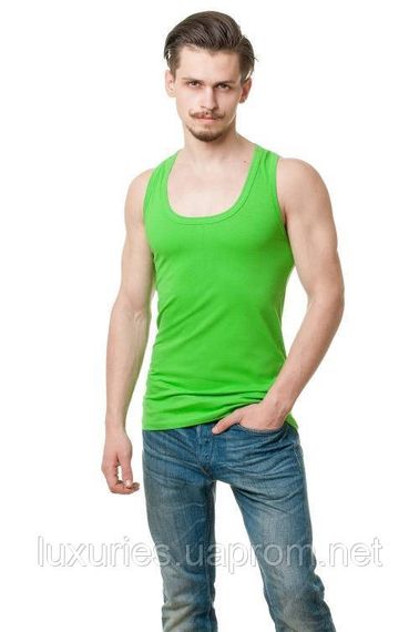 Спортивна чоловіча майка зі 100% бавовни, Преміум'якість, різні кольори. XL, Салатовий