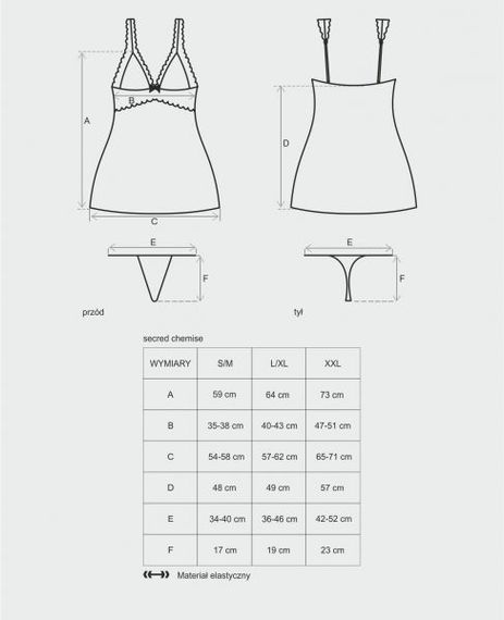 Сорочка Obsessive Secred Chemise S / M, Червоний, S/M | Зображення 1