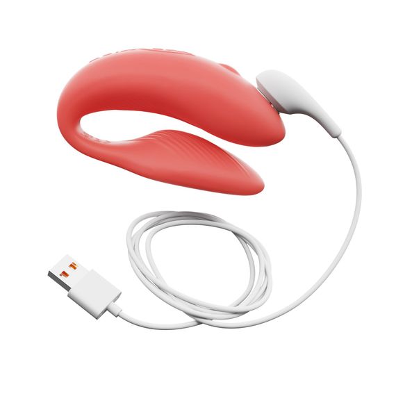Смарт-вібратор для пар We-Vibe Chorus Crave Coral, сенсорне керування вібраціями стисненням пульта | Зображення 4