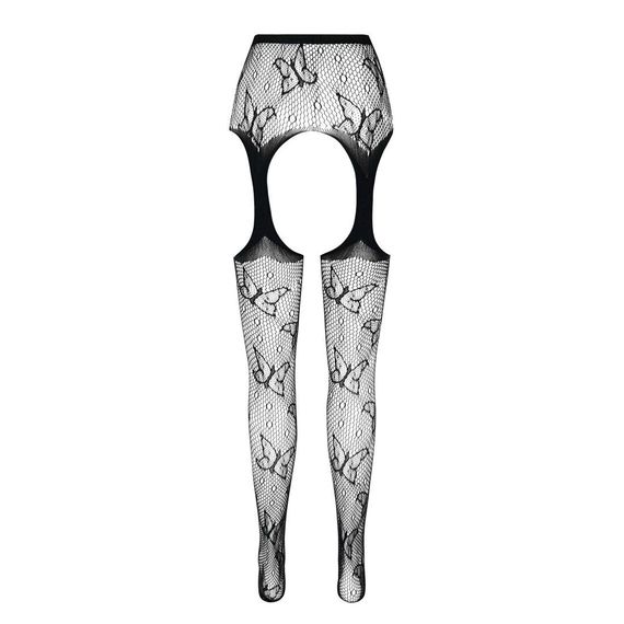 Эротические колготки-бодистокинг Passion ECO S001 white, с доступом, декор бабочки, подвязки | Зображення 5