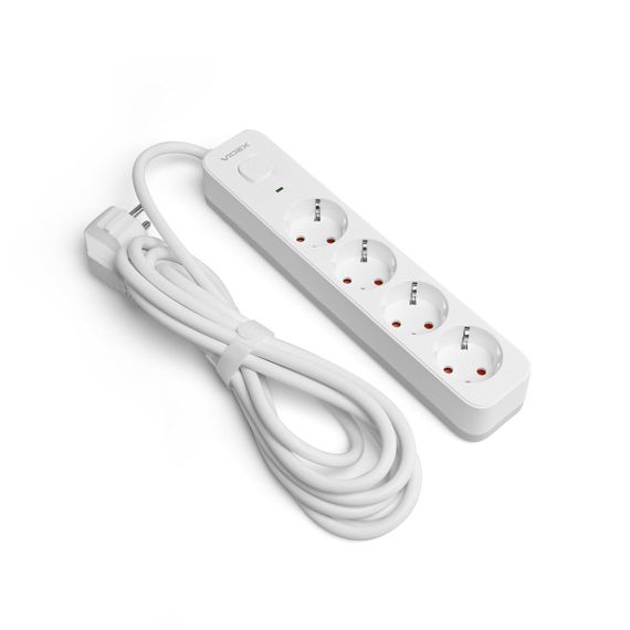 Мережевий подовжувач VIDEX ONCORD з/з 4п 3м (3x1.5мм) з кнопкою White | Зображення 1