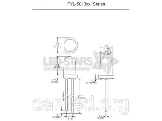 Світлодіод зелений 5 мм. FYL5013 UGC 2сd (570nm) круглий, прозорий, 20 ° FORYARD | Зображення 2
