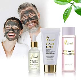 Засіб для видалення чорних цяток Sami Подарунковий набір, 1 скраб для сяйливої шкіри з 3% BHA, 1 рожева вода