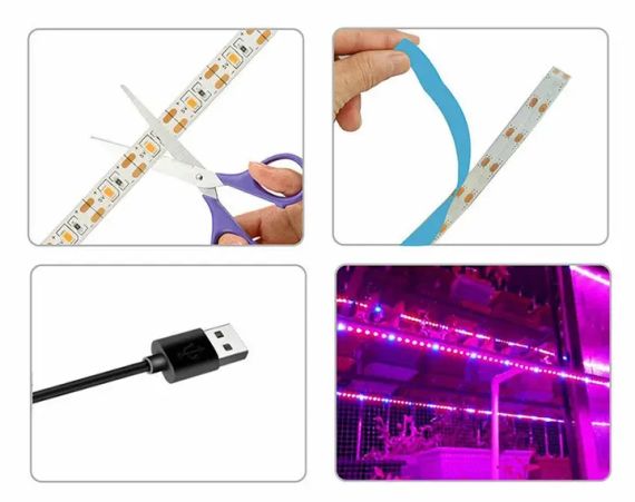 Фітолента для зростання саджанців від USB живлення фітолампа спектр LED 2 м | Зображення 6