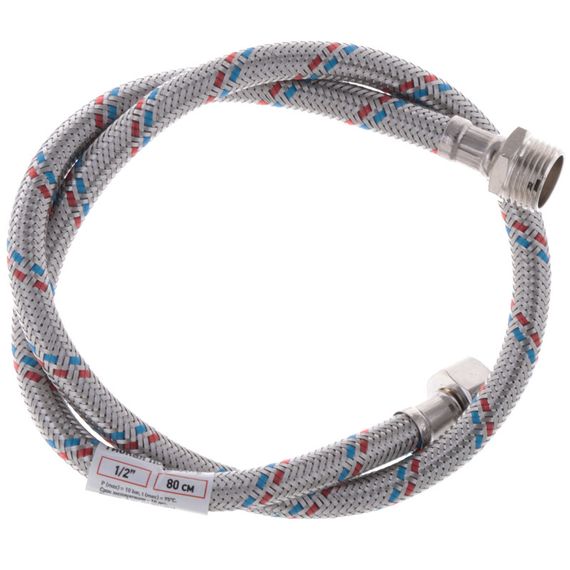 Гнучкий шланг для підключення води гайка 1/2'' - Штуцер 1/2'' (80 см) Zerix (ZX1564) | Зображення 1