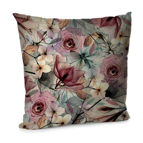 Подушка диванная с бархата Цветы 45x45 см (45BP_ORG017)