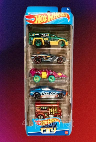 Hot Wheels: HW City. Хот Вілс: Місто. Набір із 5-ти машинок: Rescue Duty, Rogue Hog, Fangster, Alpha Pursuit, Bread Box | Зображення 3