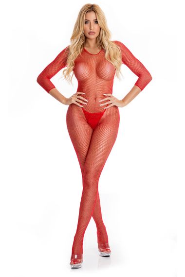 Комбинезон RISQUE CROTCHLESS BODYSTOCKING RED, S/M sexstyle