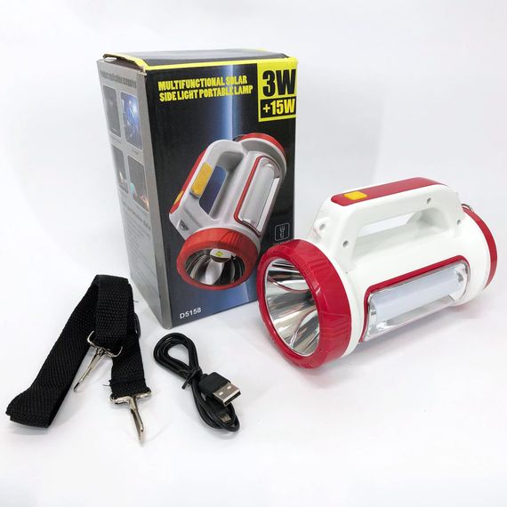 Ліхтар кемпінговий з сонячною панеллю 5158-LED-COB power bank, кемпінговий ліхтар-лампа. Колір: червоний | Зображення 7