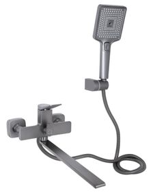 Змішувач для ванни Qtap Presto з душовим гарнітуром Graphite QTPRE2601GRP45583