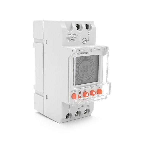 Реле часу Sinotimer TM929BK, 24 години, на DIN-рейку, LCD, програмований, змінна батарея, 30А, 85-265V, 87х65х35 мм