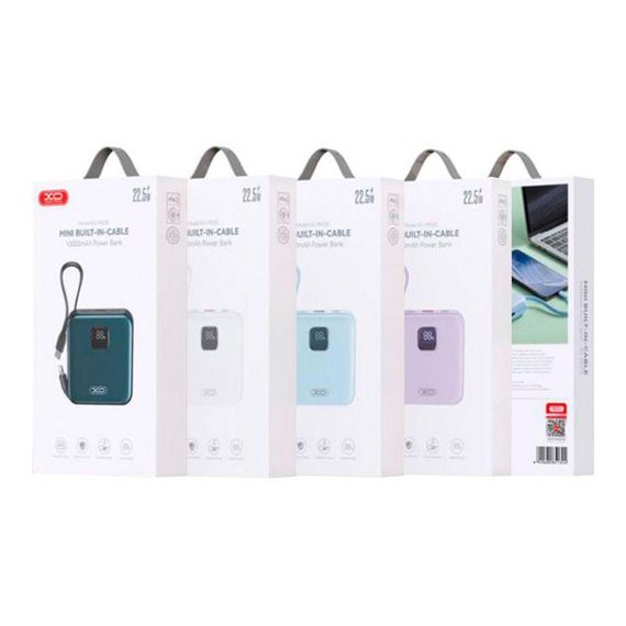 Універсальна Мобільна Батарея Power Bank XO PR235 22.5W with built-in iP and TYPE-C cable 10000 mAh Колір Сiро | Зображення 2