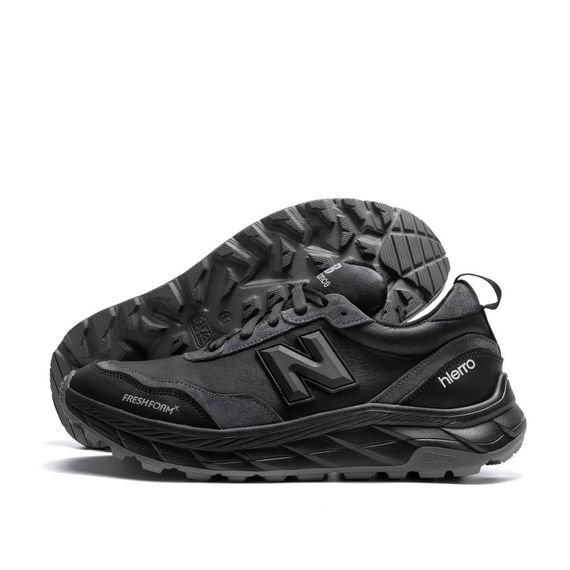 Демісезонні шкіряні кросівки New Balance колір чорний сірий
