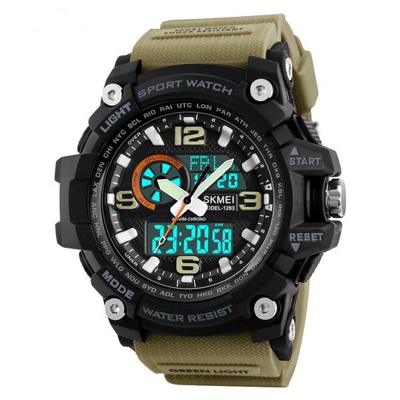 Годинник S2kmei 1283 Black-Khaki Wristband.