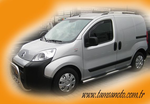 Бічні труби (2 шт., нерж.) Ø70, з пластиковими підставками для Citroen Nemo 2008-2024 рр | Зображення 1