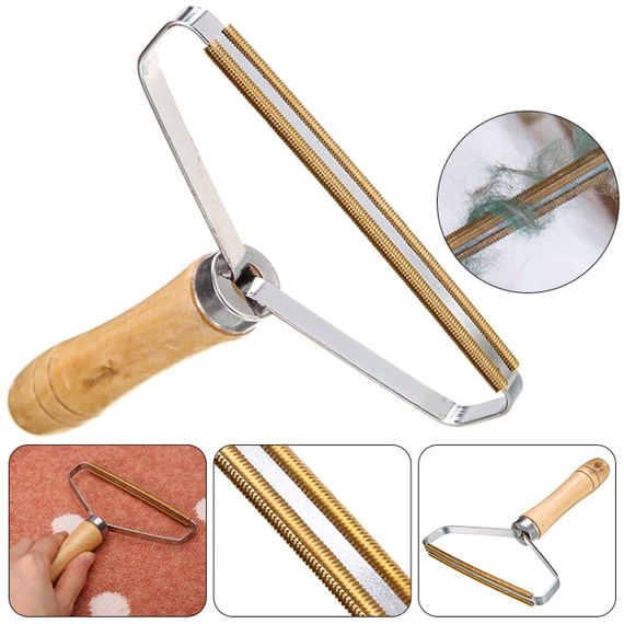 Щетка скребок для чистки одежды от шерсти, 17,5x13,5см / Двусторонняя щетка-бритва для удаления катышков с | Зображення 4