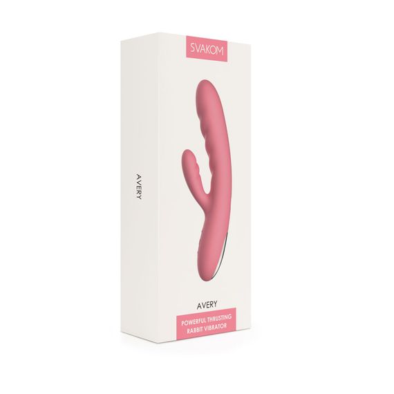 Вібратор-кролик Svakom Avery Strawberry Pink зі стовбуром, що рухається, рух вперед-назад | Зображення 7
