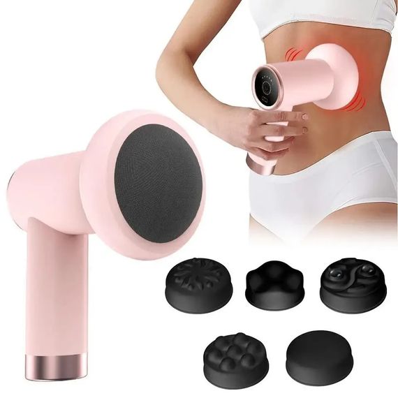 Массажер антицеллюлитный для тела рук и ног 4 насадки 6 скоростей Deep Rolling Massager. Цвет: розовый | Зображення 2