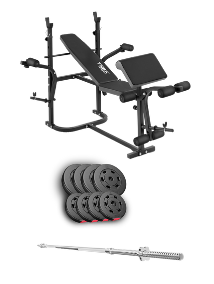 Набір Hop-Sport Premium 39кг з лавою TX-020 та штангою